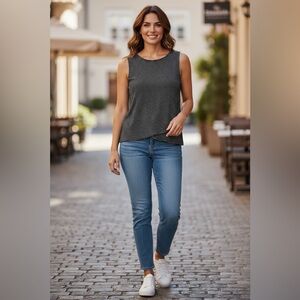 Madewell Black and White Striped cropped Tank Top.